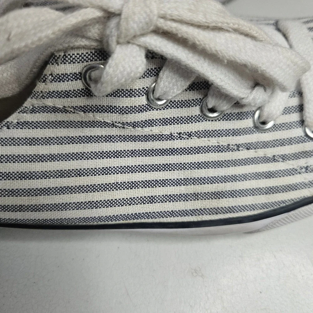 Polo Ralph Lauren Striped Canvas Sneakers Blue White Ticking Stripe Low Top 9.5B